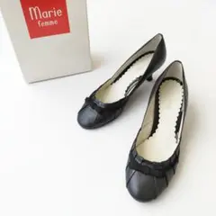 箱付 マリーファム Marie femme【23/EE】パンプス ローヒール 黒