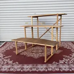 古家具 ビンテージ品◾️折り畳み式 3段 飾り棚/ ディスプレイ台