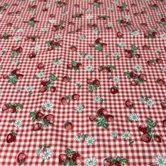 松山敦子さんCheck ＆ Strawberry レッド 生地幅×1メートル