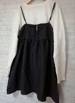 【8/26限定20%OFF】キャミワンピース 黒 ロンT付き 3L