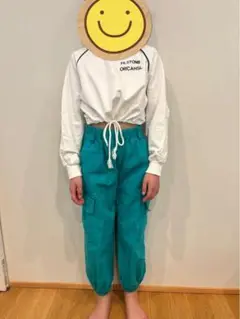 ダンス　上下セット　トップス　グリーンカーゴパンツ