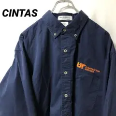 N-3612 CINTAS アメリカ古着 ワークシャツ 長袖シャツ L 刺繍 紺