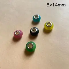 ロンデル　5個　8×14mm　シルバー　現品　P913　つや消し　キャッツアイ
