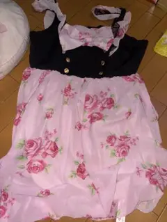 リボン花柄ワンピース