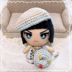 10㎝ ちびぐるみ　ぬい服　ぬいぐるみ　着ぐるみ　ベレー帽　ドーナツバッグ　水色