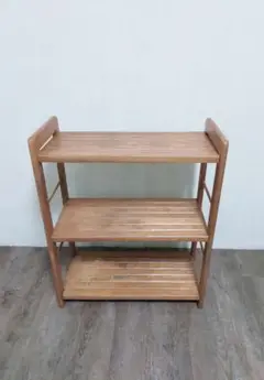 【美品】木製 三段ラック 三段棚 天然木目