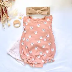 No.102 女の子 出産祝い ロンパース 猫柄