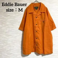 Eddie Bauer 半袖シャツ【M】リネン混 オープンカラー 0988