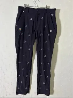 パーリーゲーツ刺繍入りネイビーゴルフパンツ サイス5
