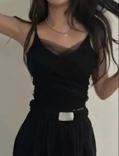 【SHEIN】ブラック シースルー キャミソール M