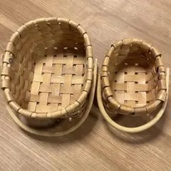 ナチュラルバスケット 収納かご2個セット