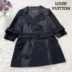 極美品 LOUIS VUITTON パッチワークモノグラムハーフコート ブラック