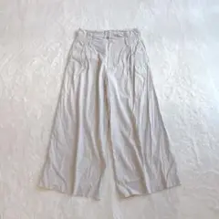R-ISM 麻ブレンド 2タック ワイドパンツ ライトグレー XL相当