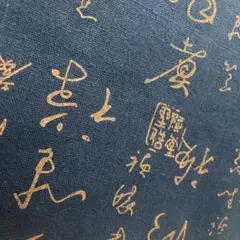 約 59cm × 20cm 端切れ はぎれ 紺 中華 中国語 プリント布
