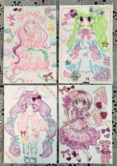 手描きイラストオリジナル3枚、おまけ付き
