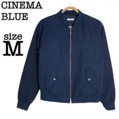 シネマクラブ 美品【M】ノーカラージャケット ブルゾン ネイビー アウター 上品