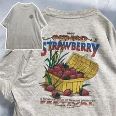BGTD イベントTシャツ 古着 90s USA製 グレー 苺 祭 ストロベリー