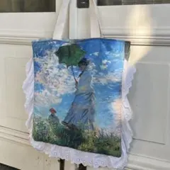 名画のフリルトートバッグ