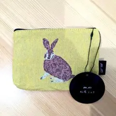 タグ付　松尾ミユキ　m.m. ウサギ刺繍ポーチ イエロー