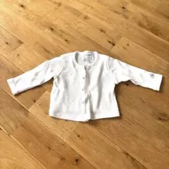 PETIT BATEAU プチバトー　リブコットンカーディガン 白　70cm