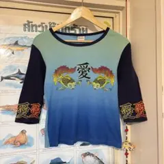 90s-00s 愛 和柄 プリントTee ラグラン