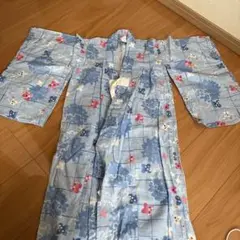 子供用浴衣　青色 花柄　夕涼み会