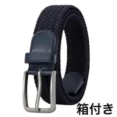 箱付❣️ストレッチメッシュベルト ネイビー フリーサイズ 穴なしタイプ