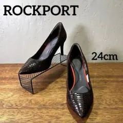 美品 ROCKPORT 美ライン 機能性パンプス エナメルレザー