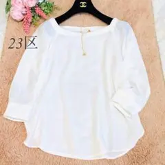 【SALE】✽美品✽ 23区 シフォンブラウス 白 ホワイト プルオーバー 38