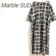 Marble SUD チェック柄ドルマンスリーブワンピースチュニック背中ボタン