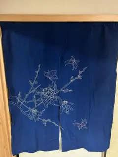 藍染 のれん 花と蝶