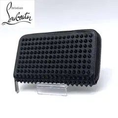 【美品】 クリスチャンルブタン 長財布 レザー ラウンドファスナー ロゴ 黒