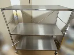 無印良品 ステンレスユニットシェルフステンレス棚セット ワイド小 キャスター付き