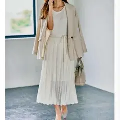 美品✨GU ジーユー ノースリーブ ロングワンピース ホワイト リブ編みニット