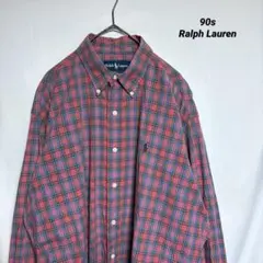 値下げ「90s」BLAIRE チェックシャツ　ポニーロゴ　us 希少　古着
