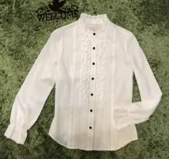 エマジェイムス　ドレスシャツ　ホワイト　Mサイズ　美品　長袖　フリル　ガーリー