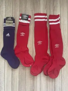 Umbro 赤 サッカーソックス + Adidas 紫 サイズ16cm〜18cm