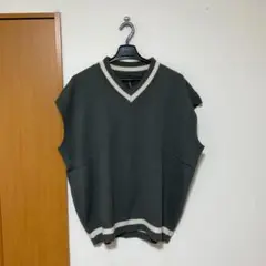 ダークグリーン Vネック ノースリーブ HALHAM ベスト メンズ L