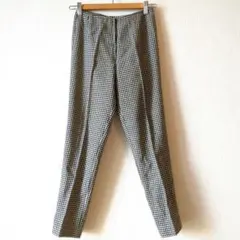 レディース チェックパンツ XS〜S相当 センタープレス ギンガムチェック 黒白