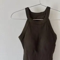 UNIQLO ユニクロ ホルターネックブラタンクトップ ダークグリーン S