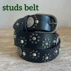 ベルト　メンズ　黒　ウェスタン　スタッズベルト　アメカジ　ヴィンテージ　レザー調