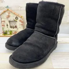UGG アグ 24 ムートンブーツ ブラック スエード 黒 ボア レディース 靴
