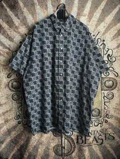 US古着 natural issue 総柄プリント半袖シャツ　90s