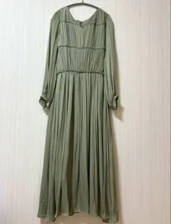 【美品】UNITED ARROWS カッセンギャザーワンピース　ドレス　グリーン