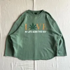 archive　go hemp　マリファナロゴ　LOVE　プリントスウェット　S