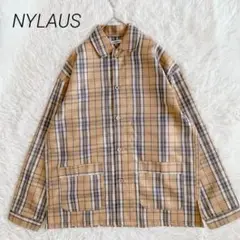 ナイラス　タータンチェック柄カバーオール【M】美品　シャツアウター　羽織り