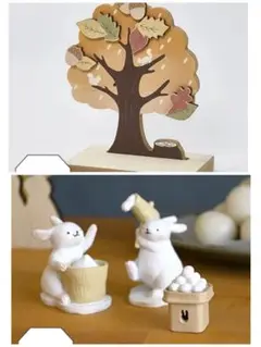 木製スタンド　うさぎ　お団子　お月見セット　ナチュラルキッチン　オブジェ　秋