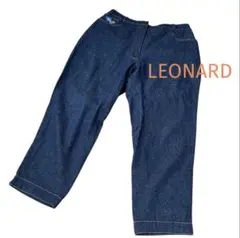 LEONARD デニム クロップドパンツ 花刺繍 絹100%
