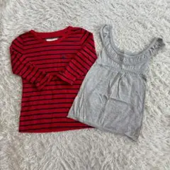 Abercrombie & Fitch 赤黒ストライプ長袖シャツ XSトップス