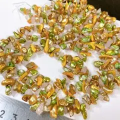 サマーセール☀️淡水ケシ真珠×天然石連材3本セットd3